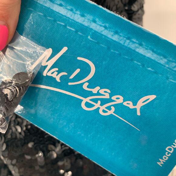 MAC DUGGAL Dress Size 10 Evening Gown Sequin Black One Shoulder NEW Sheath - Picture 3 of 8